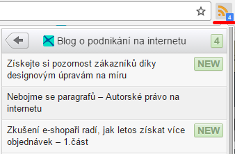 RSS čtečka ve webovém prohlížeči